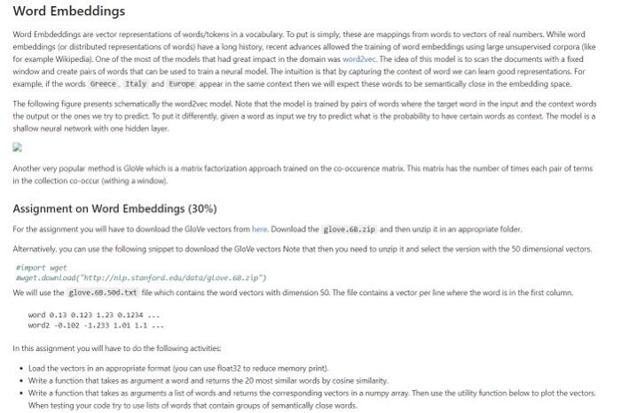 Word Embeddings Word Embdeddings are vector | Chegg.com