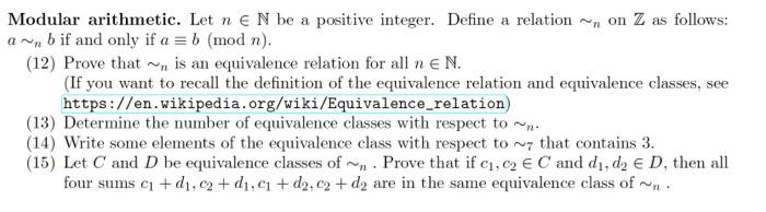 Solved Modular arithmetic. Let n e N be a positive integer. | Chegg.com