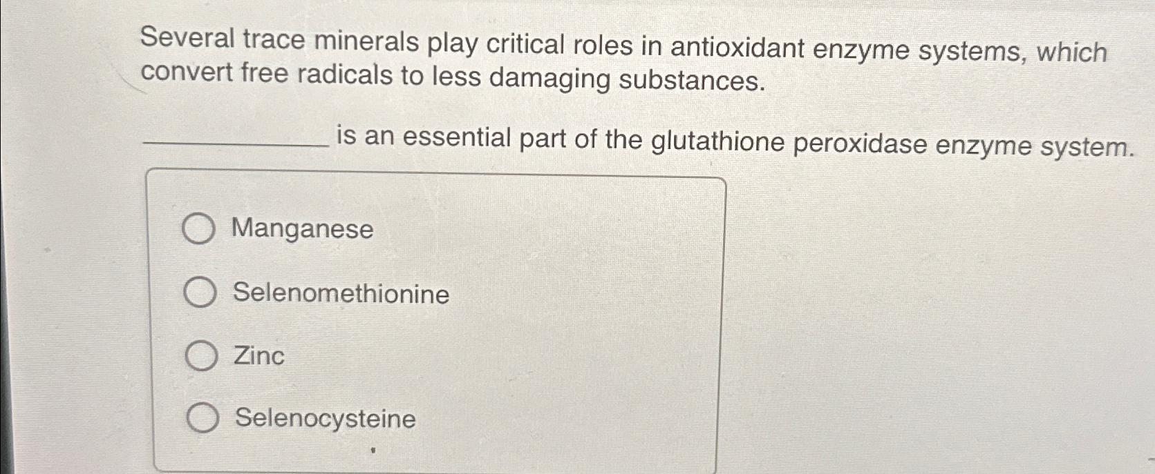 glutathione peroxidase mineral The Selenoprotein Glutathione Peroxidase 4: From Molecular Mechanisms to  Novel Therapeutic Opportunities main image 0