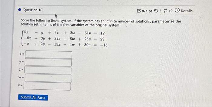 Solved Solve The Following Linear System. If The System Has | Chegg.com