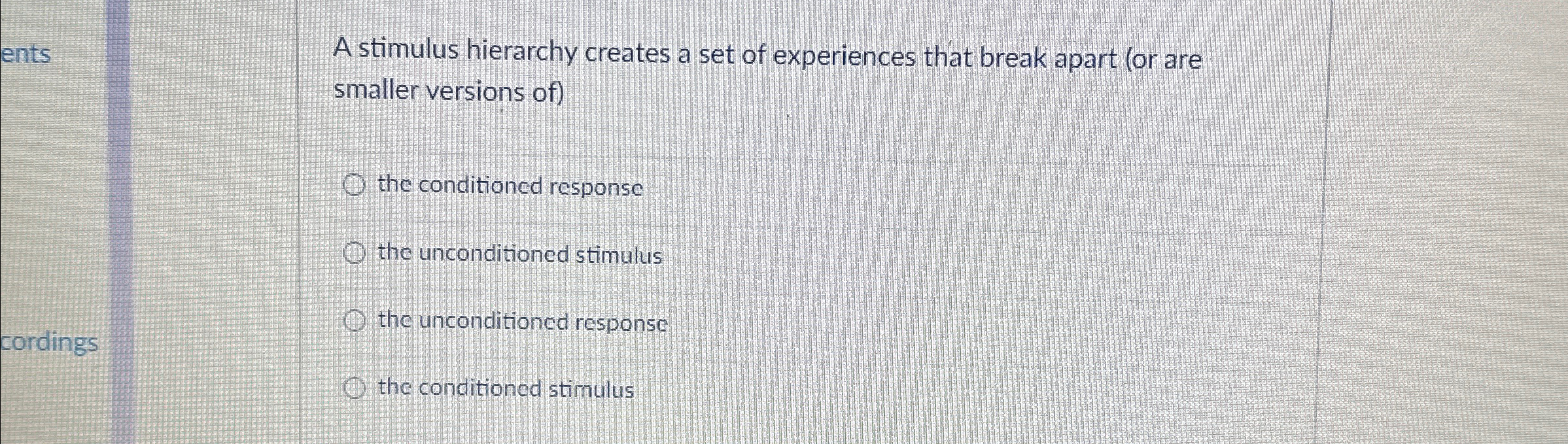 Solved A stimulus hierarchy creates a set of experiences | Chegg.com