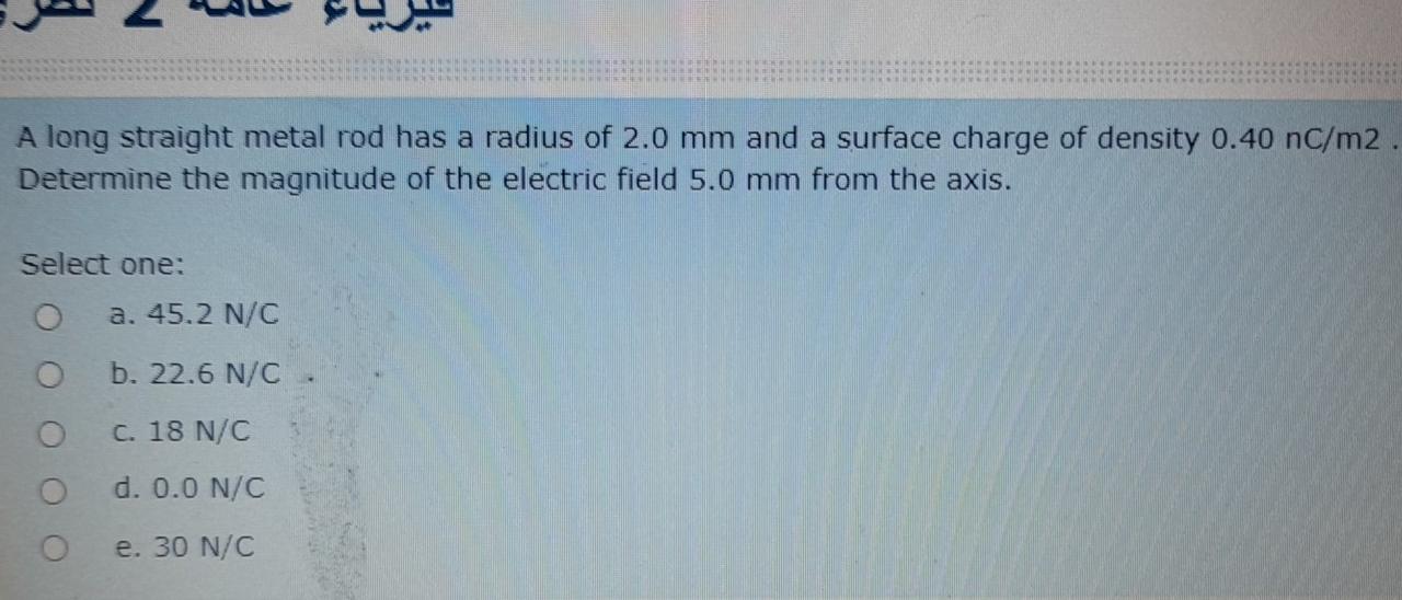 Solved A long straight metal rod has a radius of 2.0 mm and