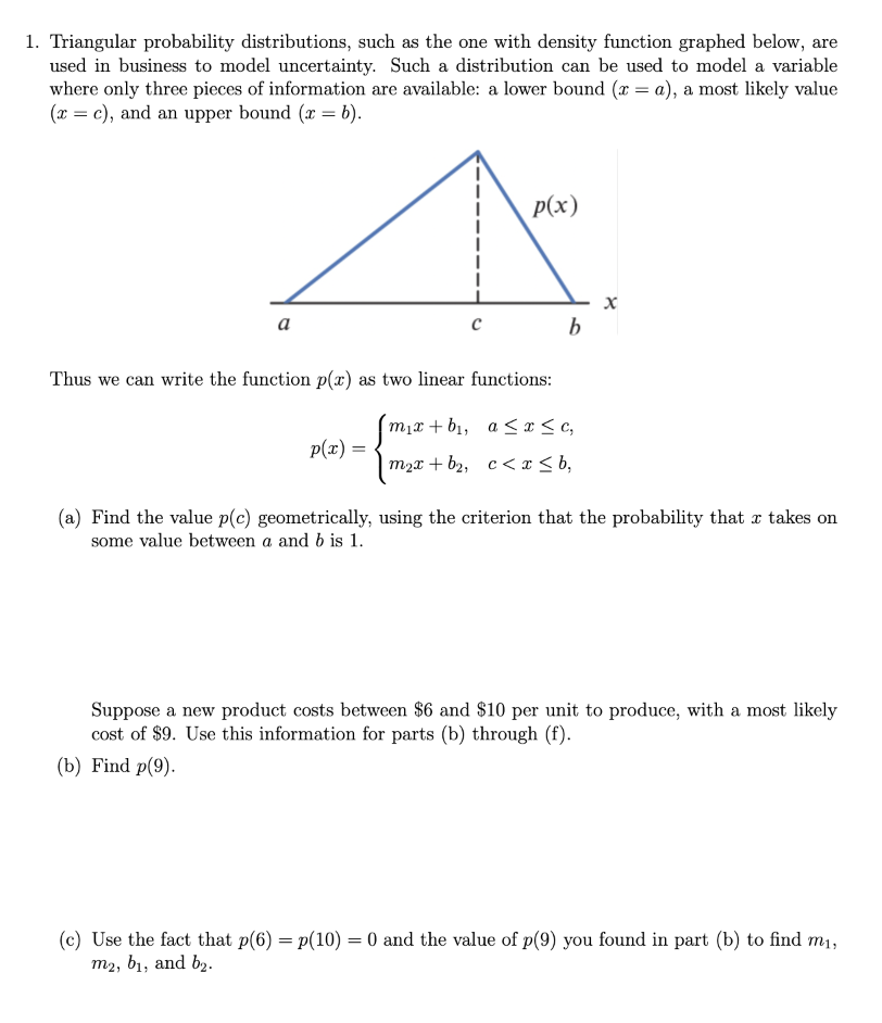 Solved Triangular probability distributions, such as ﻿the | Chegg.com