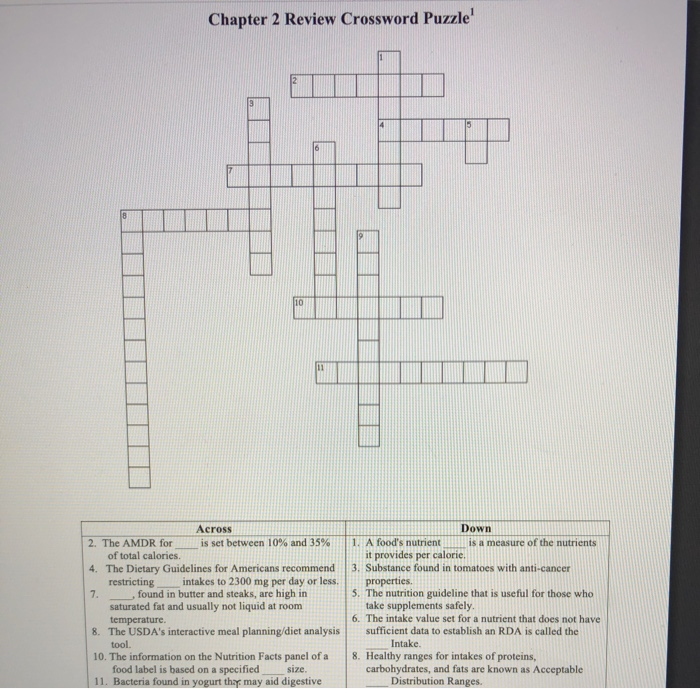 Nutrition Crossword Puzzle Answers Chapter 2 - NutritionWalls