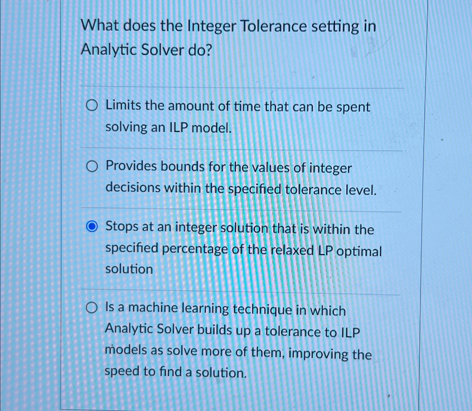 Solved What does the Integer Tolerance setting in Analytic | Chegg.com