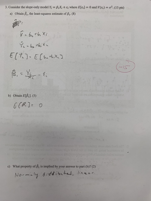 Solved 3 Consider The Slope Only Model Y B X Where Chegg Com