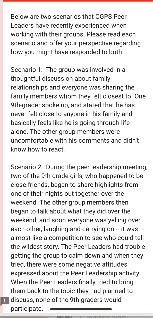 I am applying to become a peer leader for my high | Chegg.com