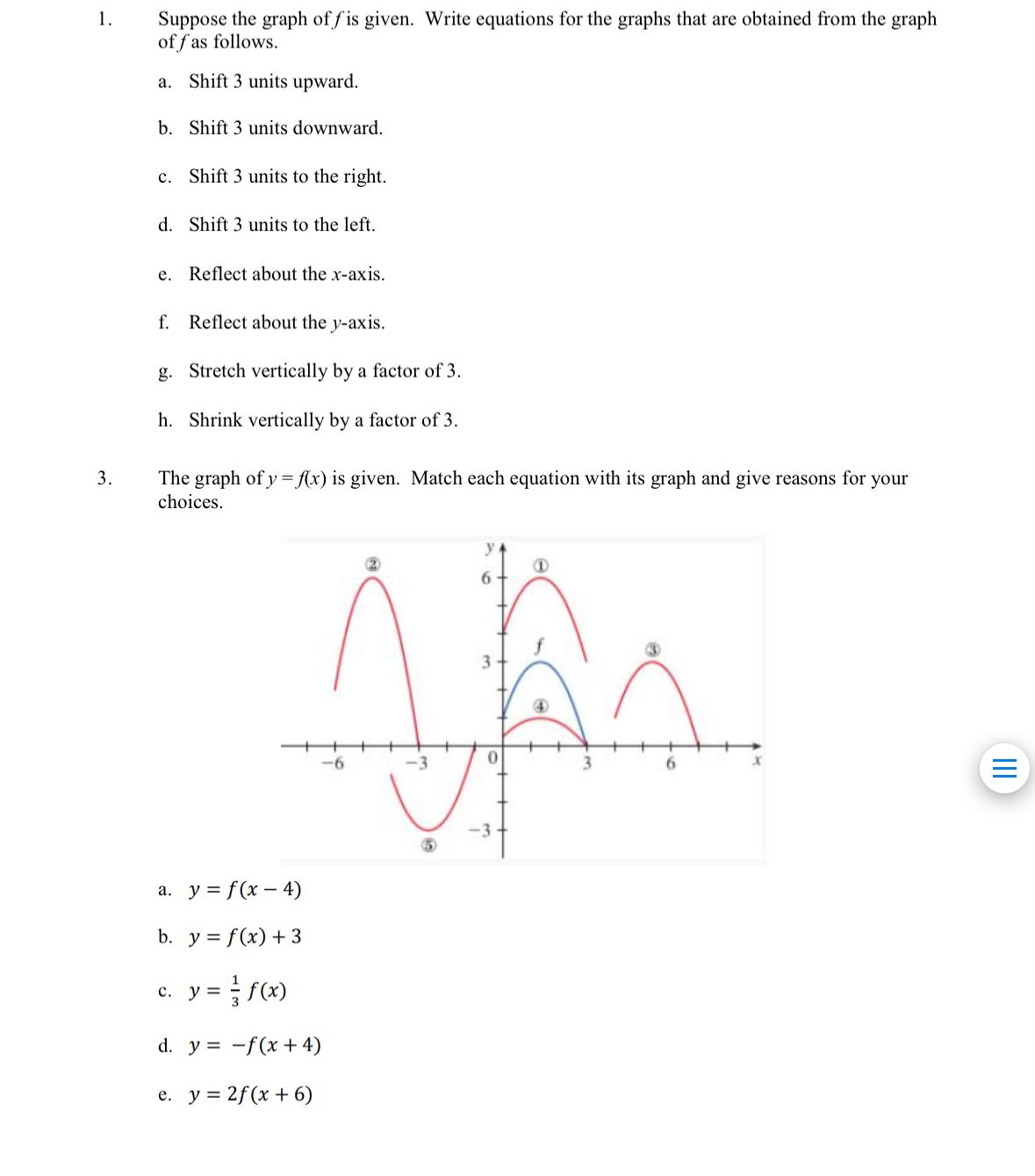 Solved Suppose the graph of f ﻿is given. Write equations for | Chegg.com
