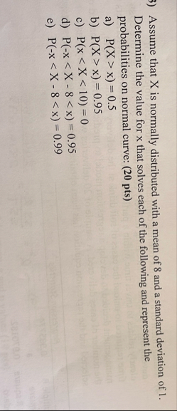 Solved Assume that X is normally distributed with a mean of | Chegg.com