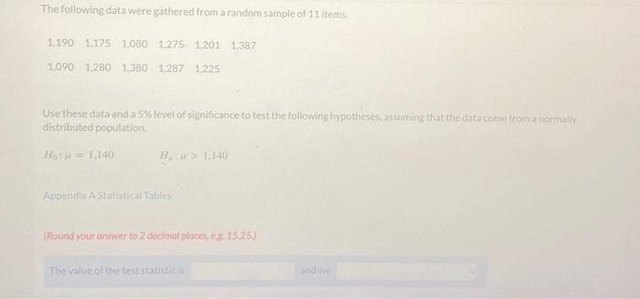 Solved The following data were gathered from a random sample | Chegg.com