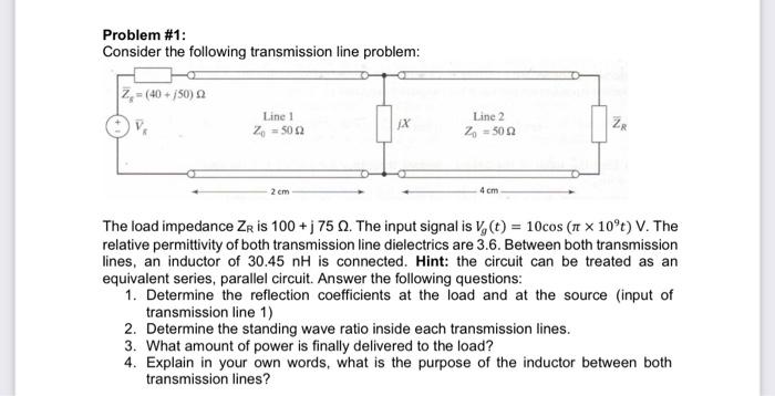 Solved Problem \#1: Consider the following transmission line | Chegg.com
