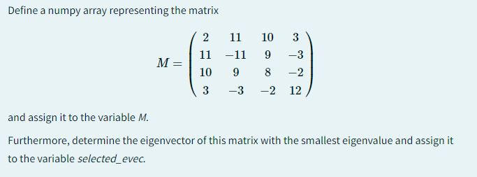 Solved Define a numpy array representing the | Chegg.com
