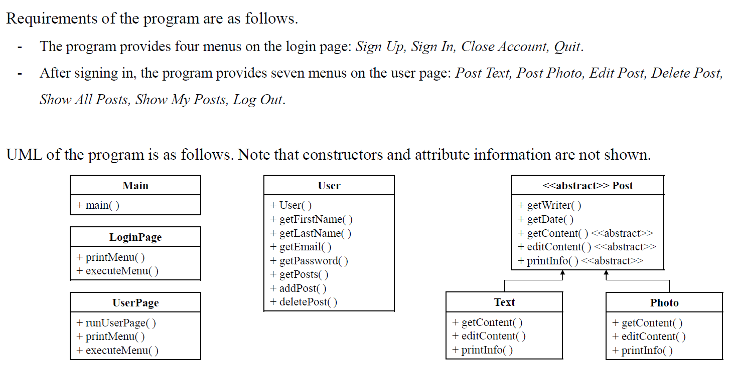 Solved SOCIAL MEDIA JAVA PROGRAMThe program provides four | Chegg.com
