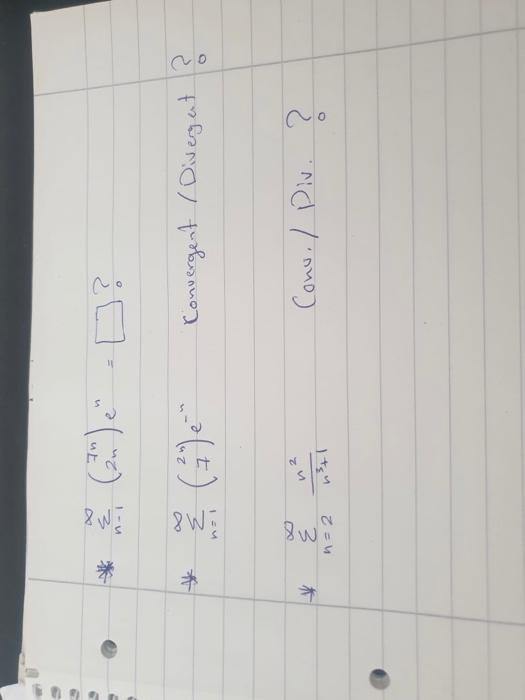 * * 8 n-i 1 = M 3 n = 2 (2m) en 1² n n³+1 = Convergent / Divergent ? Conu. / Div. ?