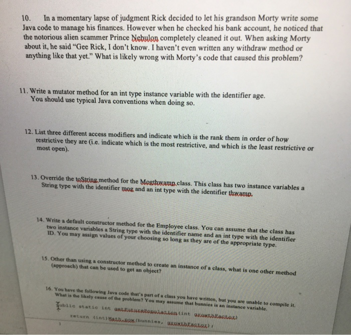 Solved 10. In a momentary lapse of judgment Rick decided to