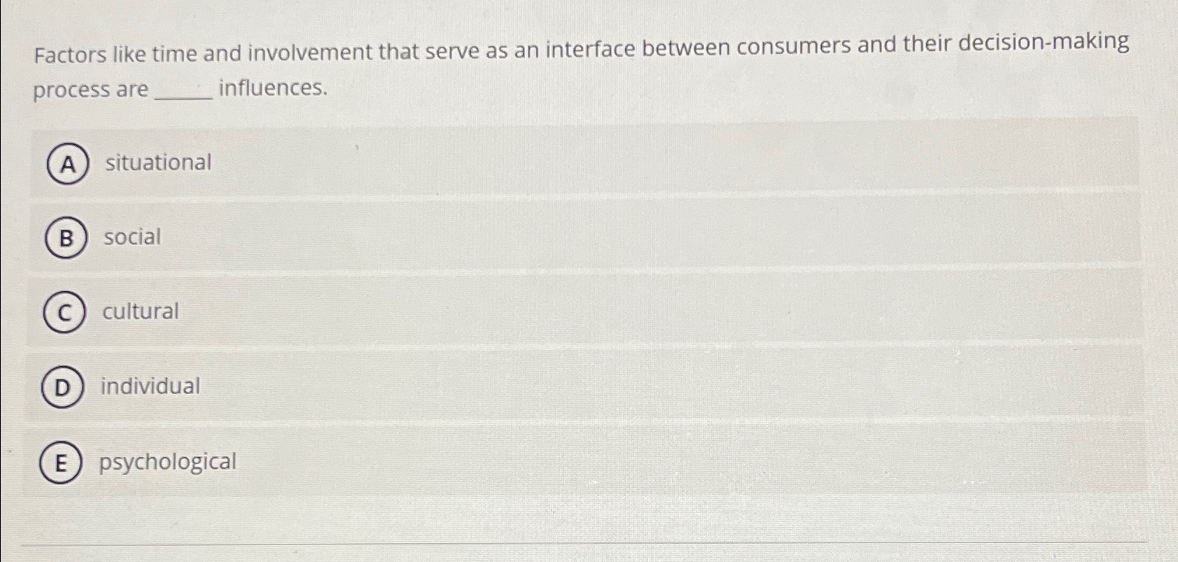 Solved Factors like time and involvement that serve as an | Chegg.com