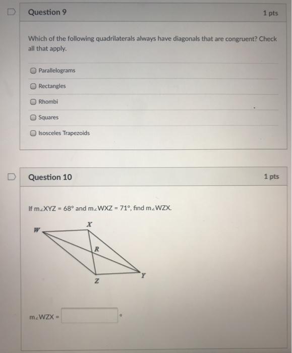Solved Question 9 1 pts Which of the following | Chegg.com