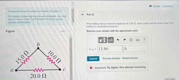 Solved A triangular array of resistors is shown in (Figure | Chegg.com