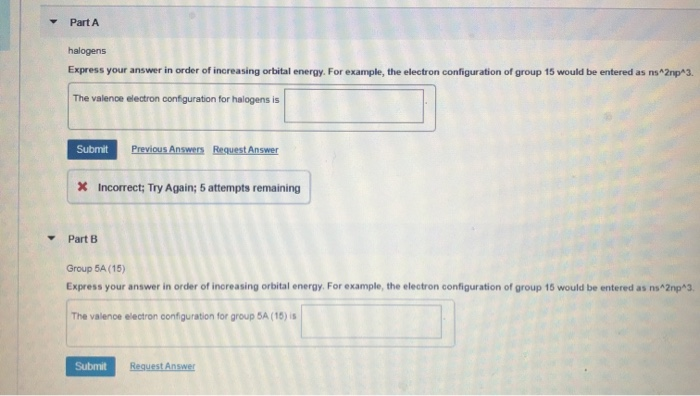 Solved Part A halogens Express your answer in order of | Chegg.com