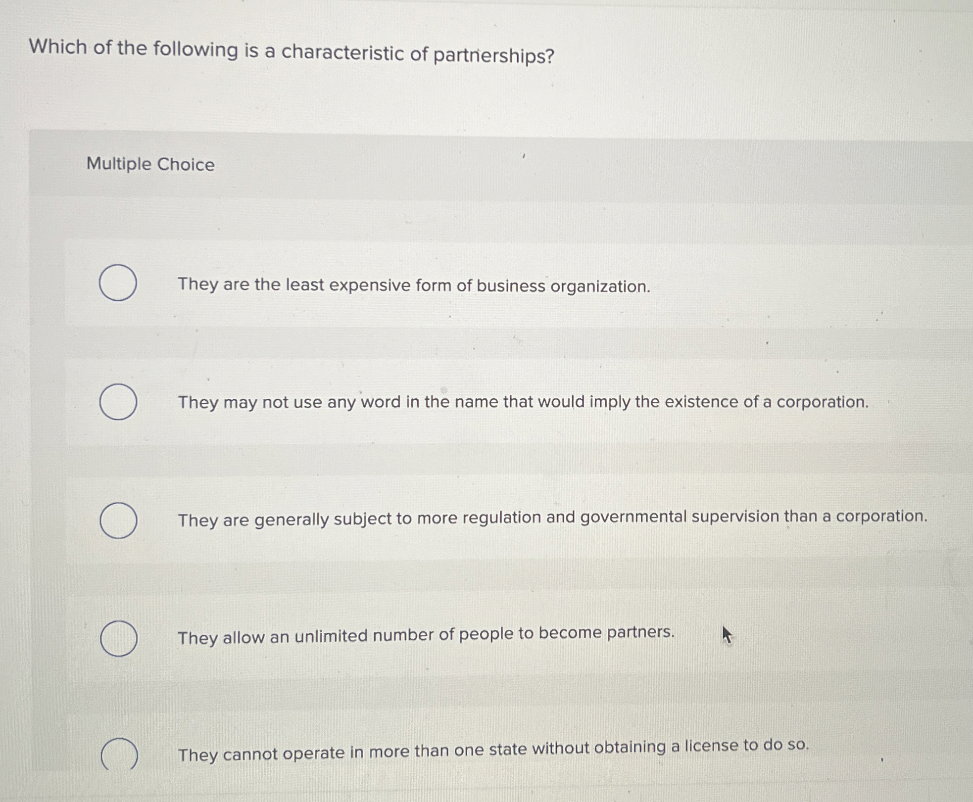 Solved Which of the following is a characteristic of | Chegg.com