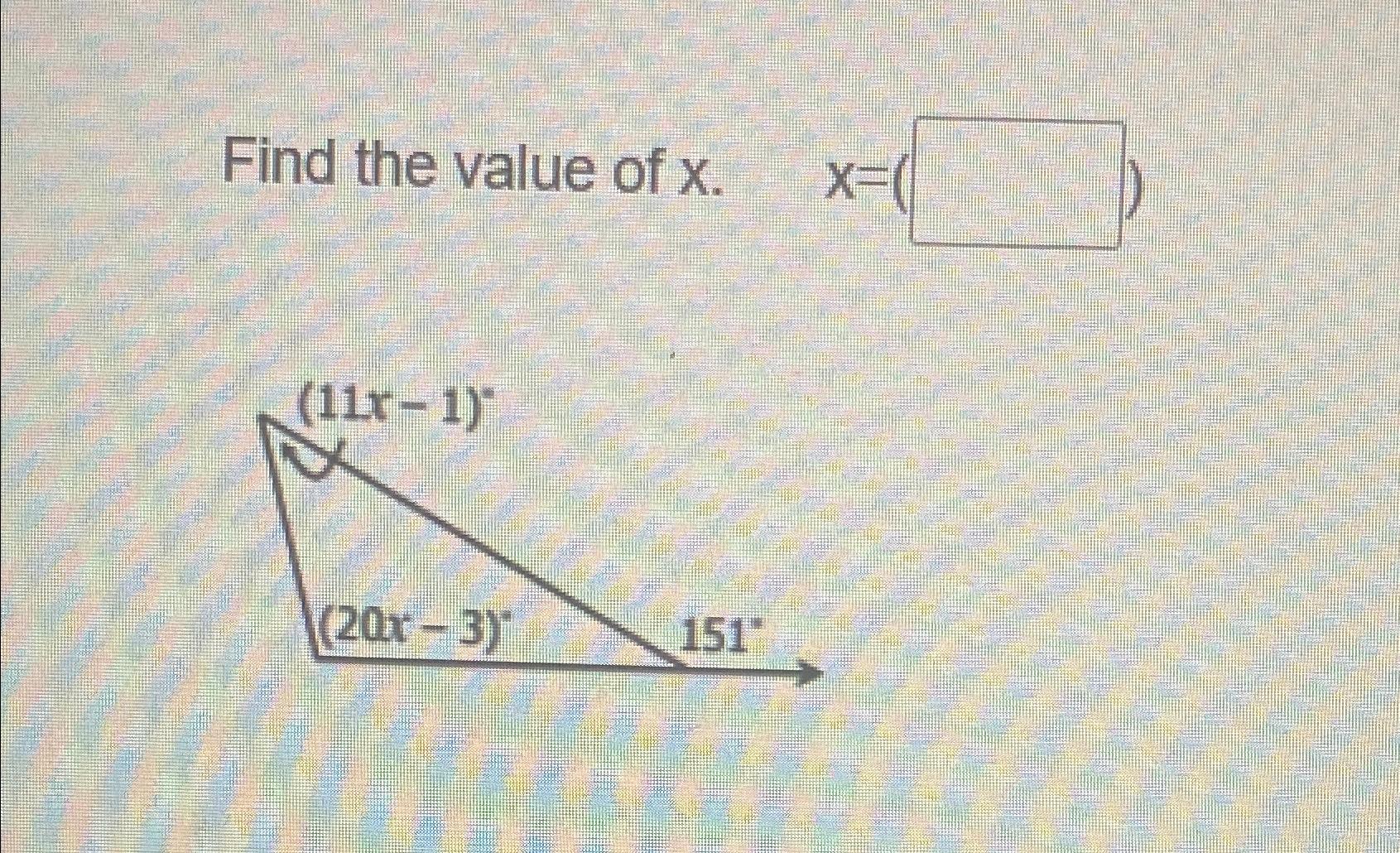 Solved Find the value of x.,x= | Chegg.com