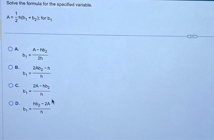 Solved Solve the formula for the specified variable. | Chegg.com