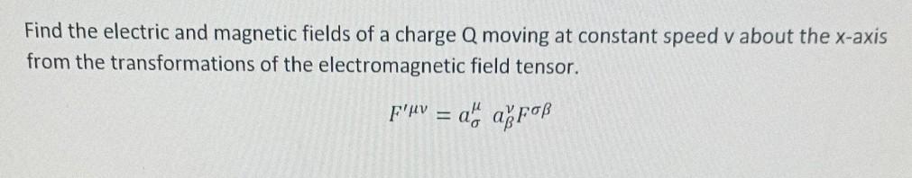 Solved Find The Electric And Magnetic Fields Of A Charge Q | Chegg.com