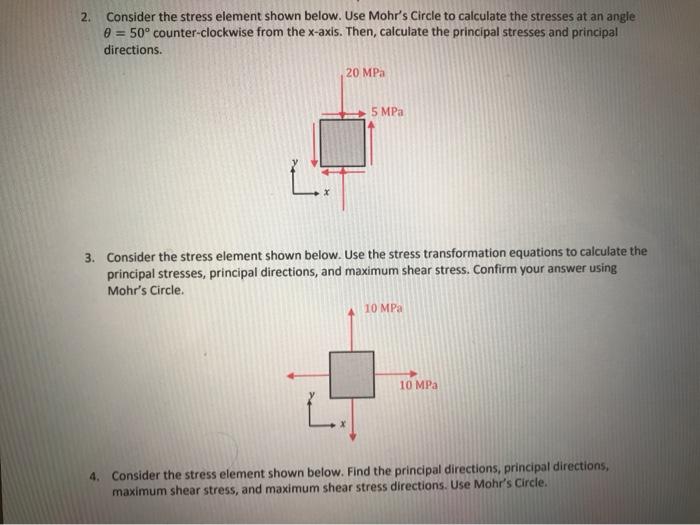 Solved 2. Consider the stress element shown below. Use | Chegg.com