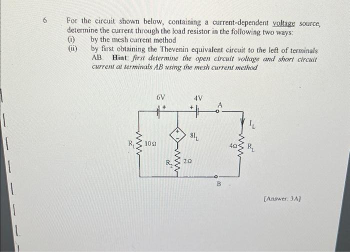 Solved For the circuit shown below, containing a | Chegg.com
