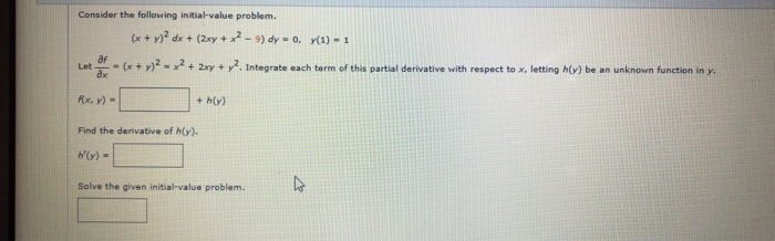 Solved Consider The Following Initial Value Problem X Chegg Com