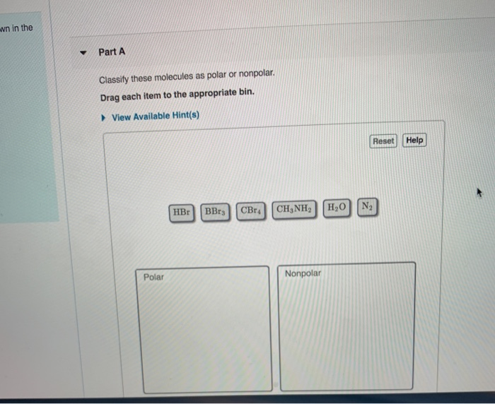 Solved Wn In The Part A Classify These Molecules As Polar