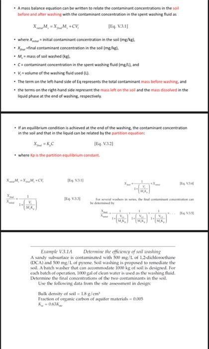 A mass balance equation can be written to relate | Chegg.com