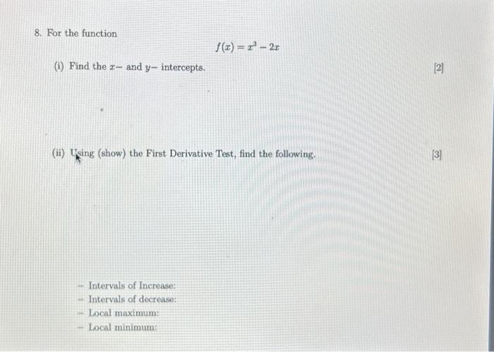 Solved concavity test for the function f(x)=x^3-2x please | Chegg.com