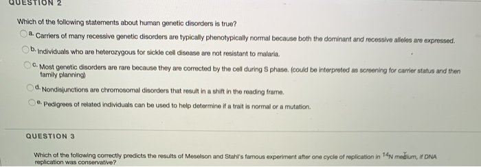 Solved Which of the following statements about human genetic | Chegg.com