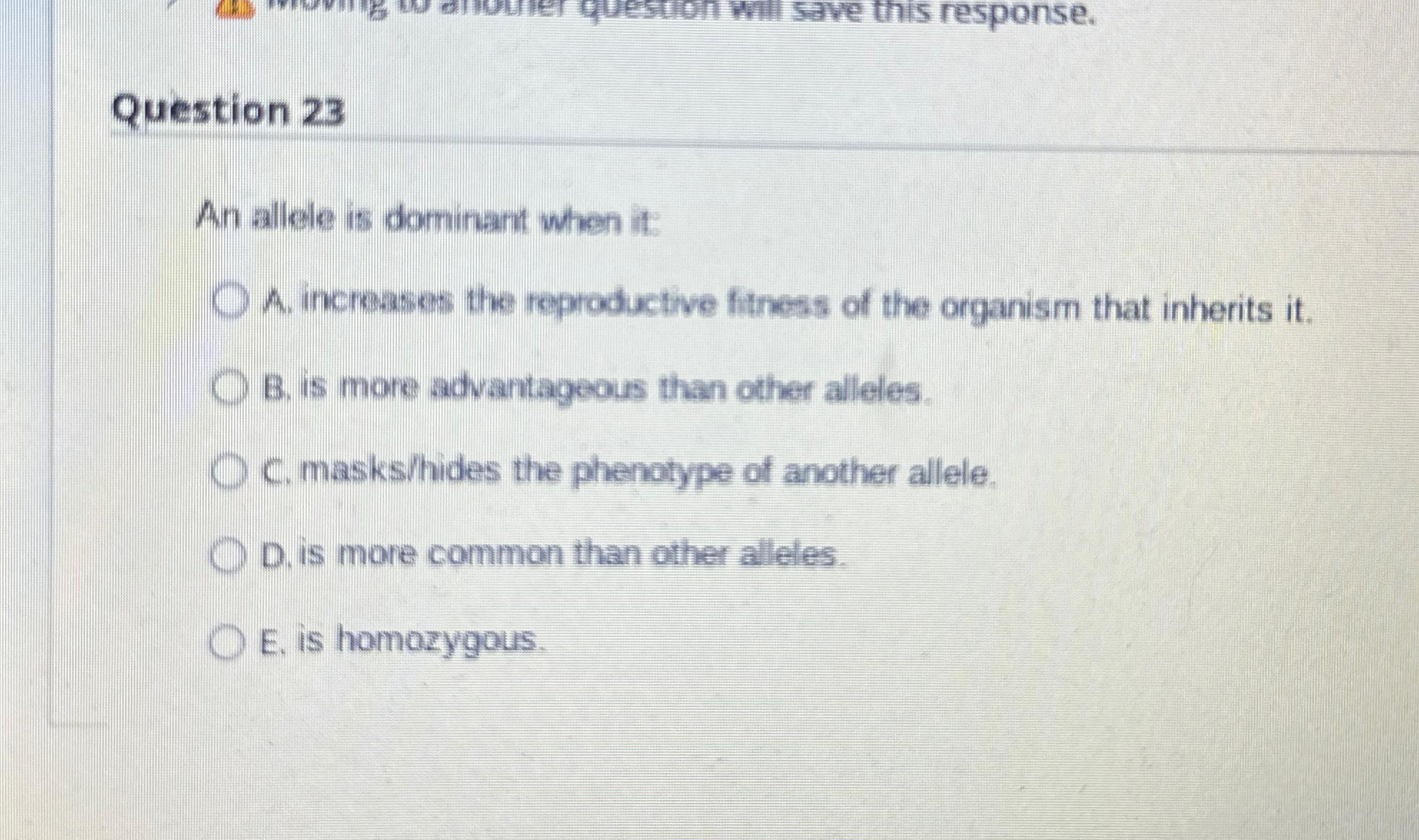 Solved Question 23An allele is dominant when it:A. | Chegg.com