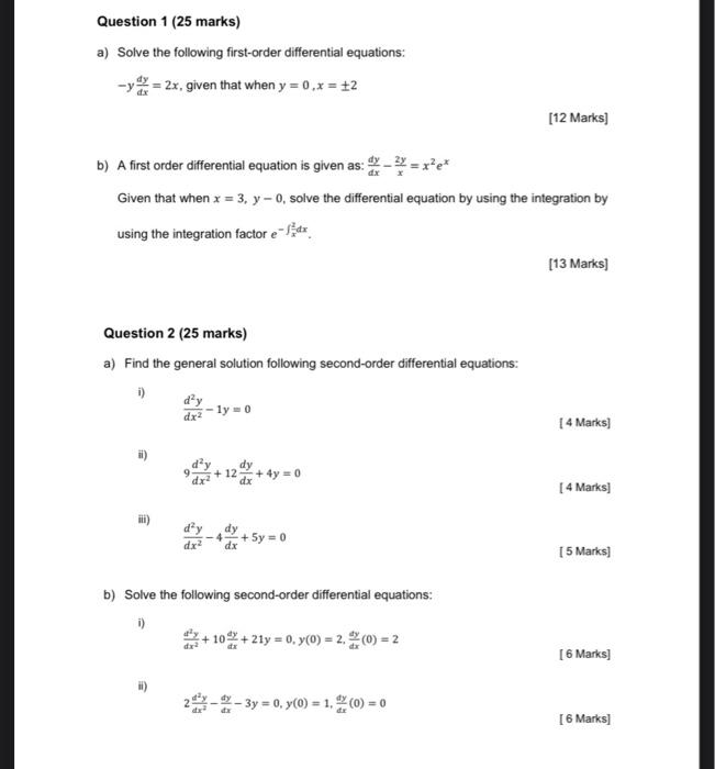 Solved a) Solve the following first-order differential | Chegg.com