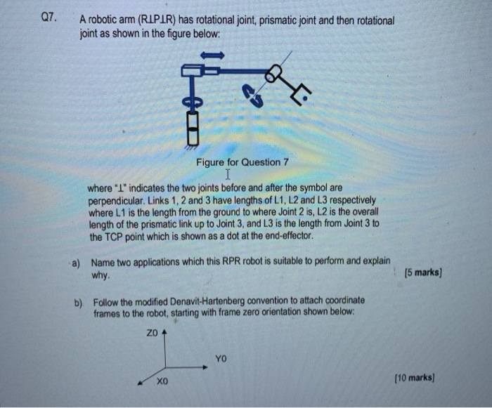 Solved Q7. A robotic arm (RIPIR) has rotational joint,