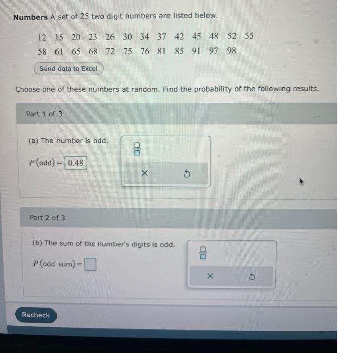 Solved Numbers A set of 25 two digit numbers are listed | Chegg.com