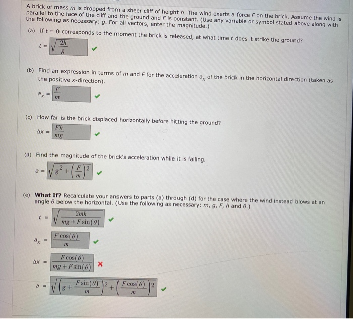 solved-a-brick-of-mass-m-is-dropped-from-a-sheer-cliff-of-chegg
