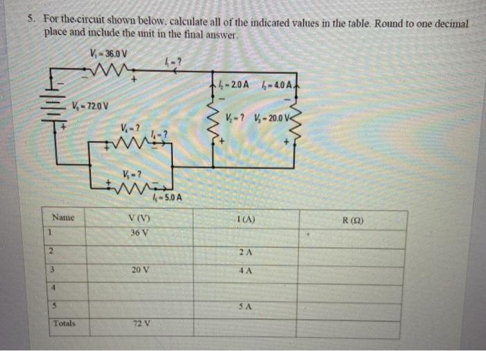 Solved 5. For the circuit shown below. calculate all of the | Chegg.com