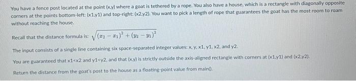 Solved You have a fence post located at the point (x.y) | Chegg.com