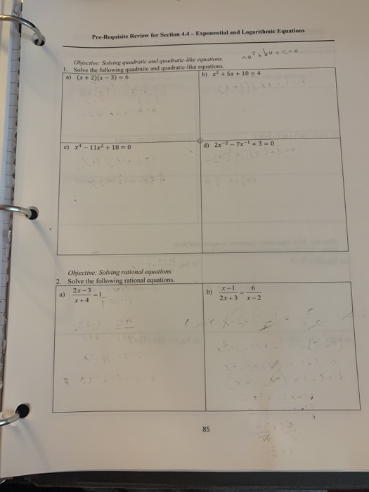 Solved Pre-Requisite Review for Section 44 - Exponential and | Chegg.com