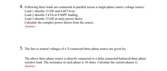 Solved 5. The line to neutral voltages of a Y-connected | Chegg.com