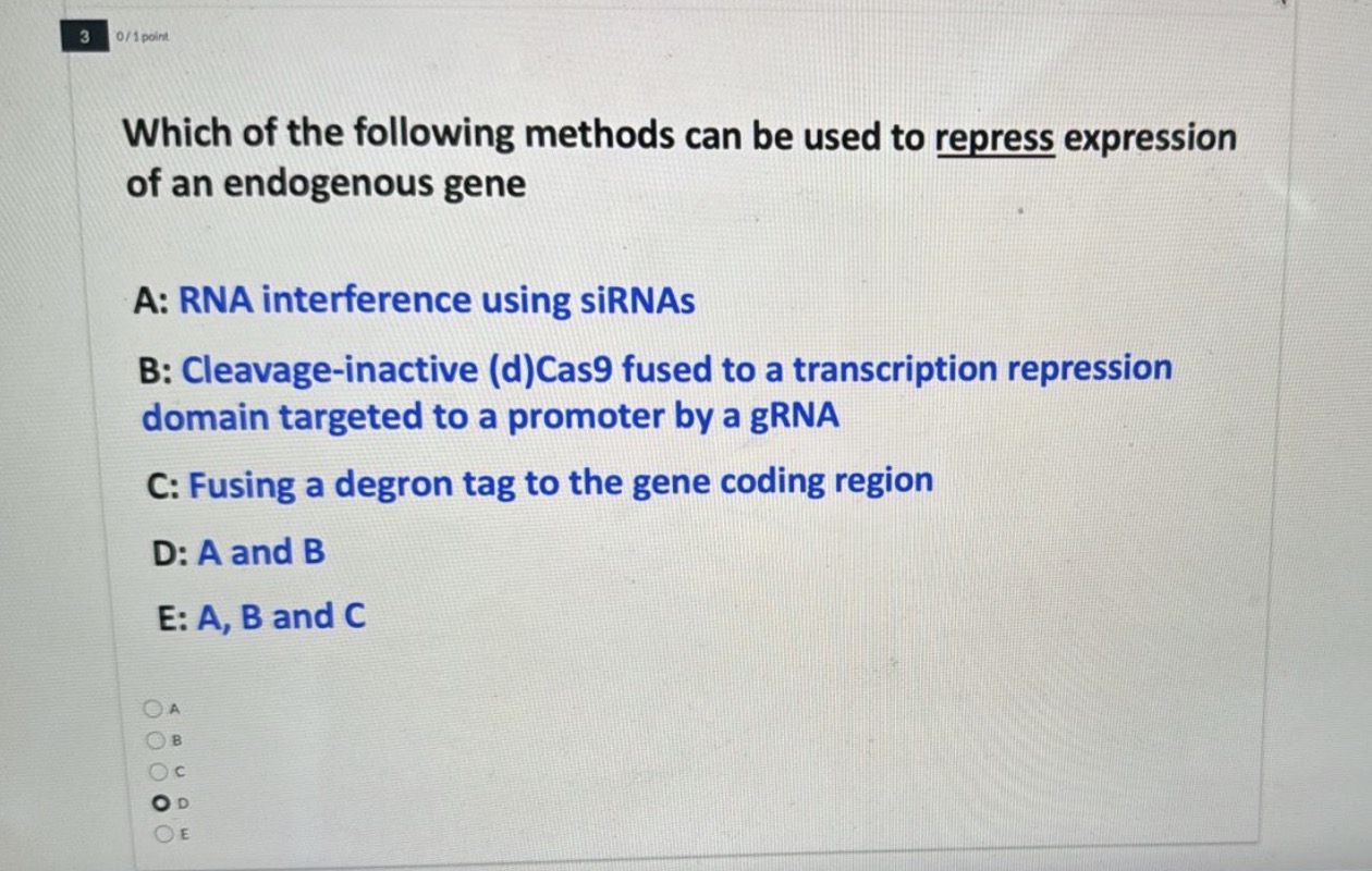 Solved Which of the following methods can be used to repress | Chegg.com