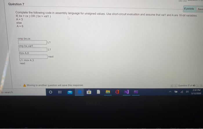 Solved wu Question 7 6 points Save Complete the following | Chegg.com