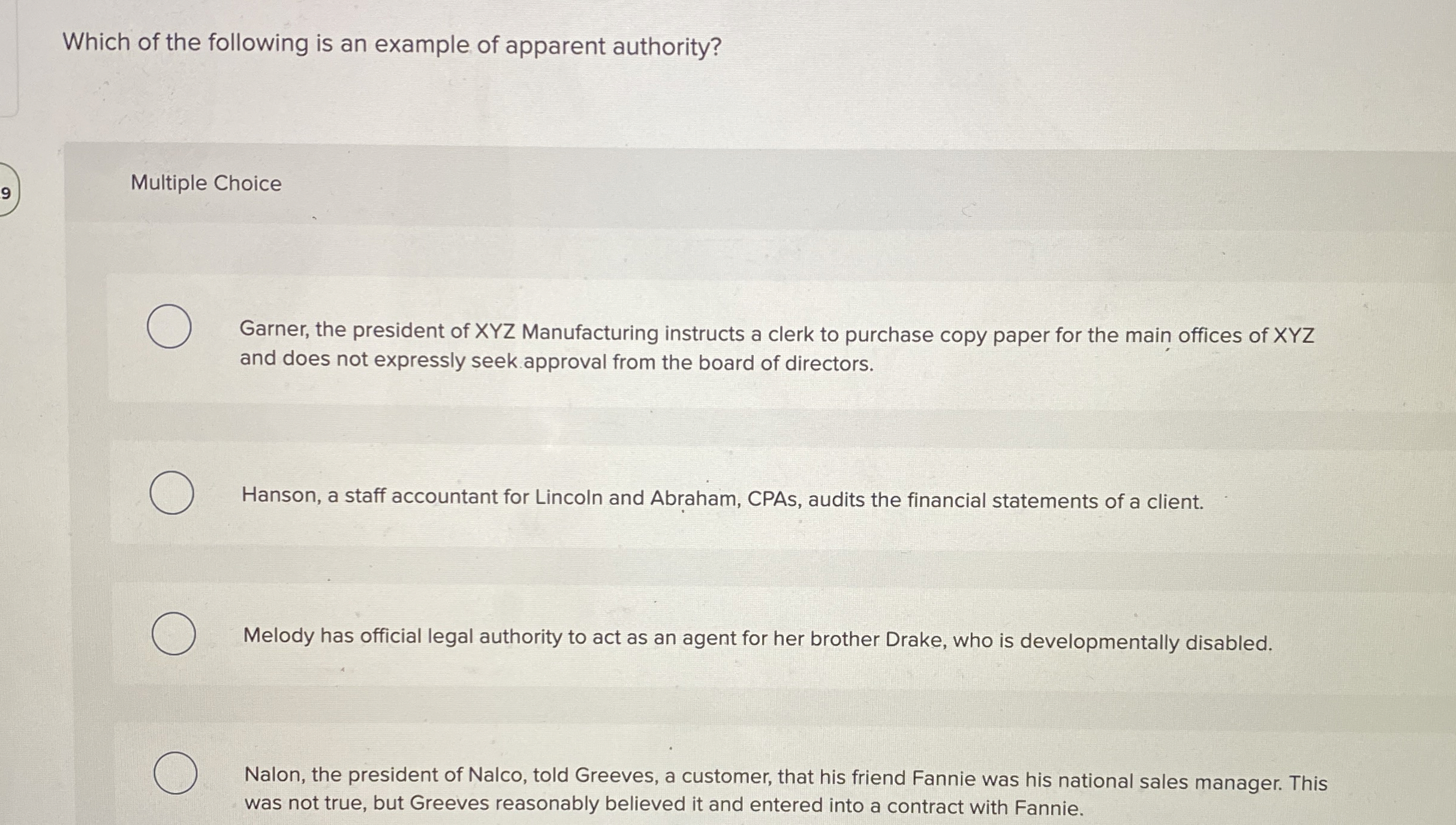 Solved Which of the following is an example of apparent | Chegg.com