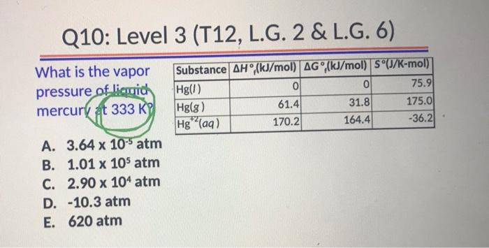 Solved Q10 Level 3 T12 L G 2 L G 6 What Is The Va Chegg Com