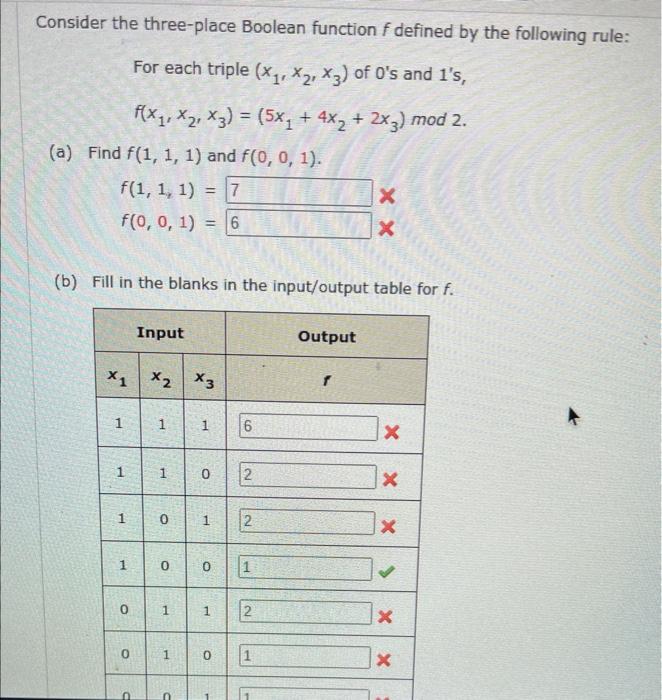 Solved Consider The Three-place Boolean Function F Defined | Chegg.com