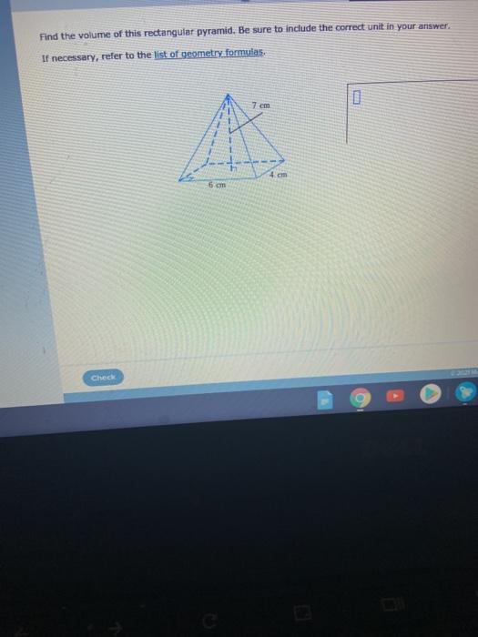 Solved Find the volume of this rectangular pyramid. Be sure | Chegg.com