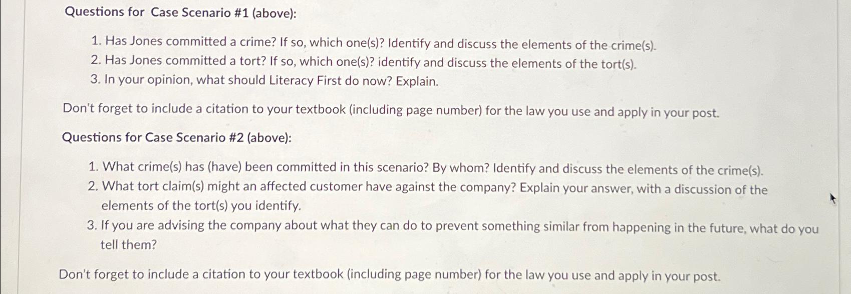 Solved Questions for Case Scenario #1 (above):Has Jones | Chegg.com